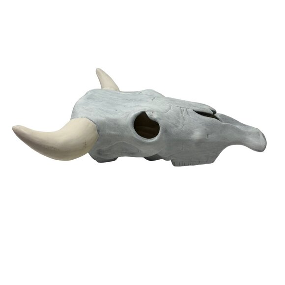 Ceramic Cow Bull Fake Skull Wall Hang Western Cowboy Decor Decoration White 9" - Picture 4 of 4